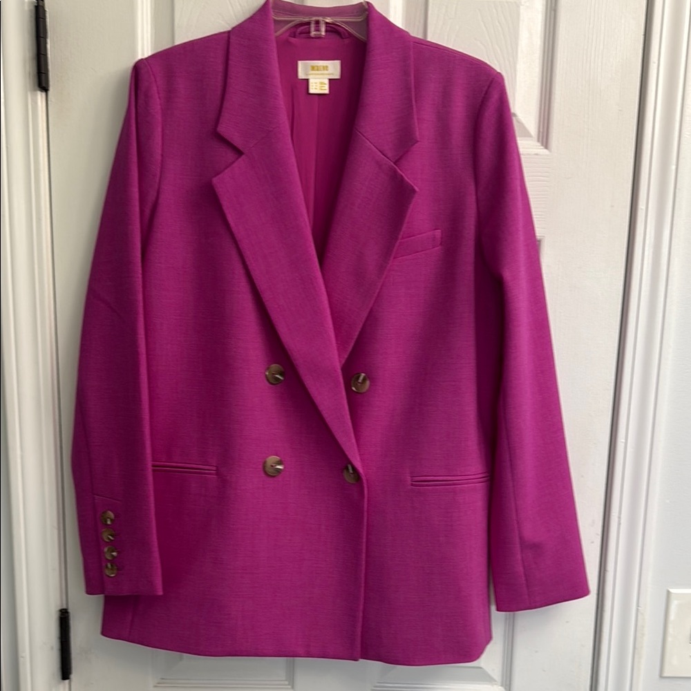 Maeve Hot Pink Double-Breasted Blazer - Picture 2 of 8